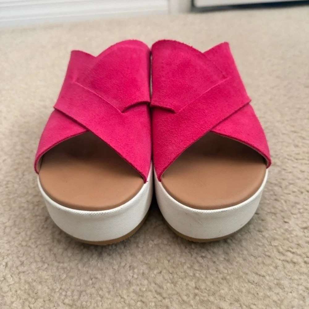 Sorel Cameron Flatform Slide Sandals Pink Suede Womens 9 Platform Summer‎